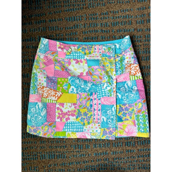 LILLY PULITZER Womens Multi Patchwork Reversible Skirt Sz 4 - Picture 1 of 10